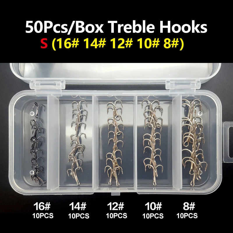 Mosodo-anzuelos de pesca triples de acero al carbono, accesorios de pesca de mar, herramientas de aparejos, 50 unids/caja - imagen 4