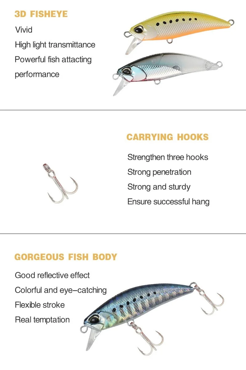 Minnow Wobblers de hundimiento Mini, señuelos de pesca de 48mm y 4,3g, cebo duro de plástico Artificial para trucha, aparejos de pesca Jerkbait Crankbait, 1 unidad - imagen 5