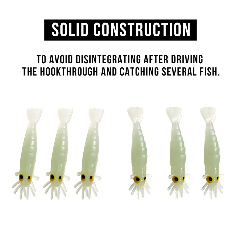 THKFISH 27 Uds. Señuelos de camarón suaves luminosos 40mm 0,7g cebos blandos de silicona gusano iluminación de agua dulce brillo Señuelos de pesca cebo falso - imagen 5