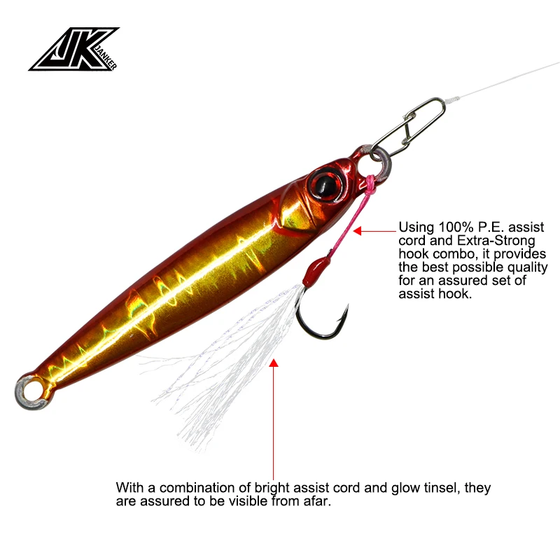 JK MAP-anzuelos de pesca de Jigging lento, línea de PE brillante, atado 5 #-12 #, agua salada, orilla, juego de anzuelos de Micro asistencia - imagen 5