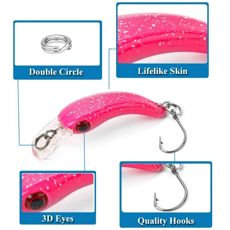 Señuelo de pesca flotante Minnow, Mini cebo duro Artificial, anzuelo afilado, Crankbait, Wobbler, trucha, Lucio, aparejos de pesca, 4cm, 1,3g, 1 ud. - imagen 2