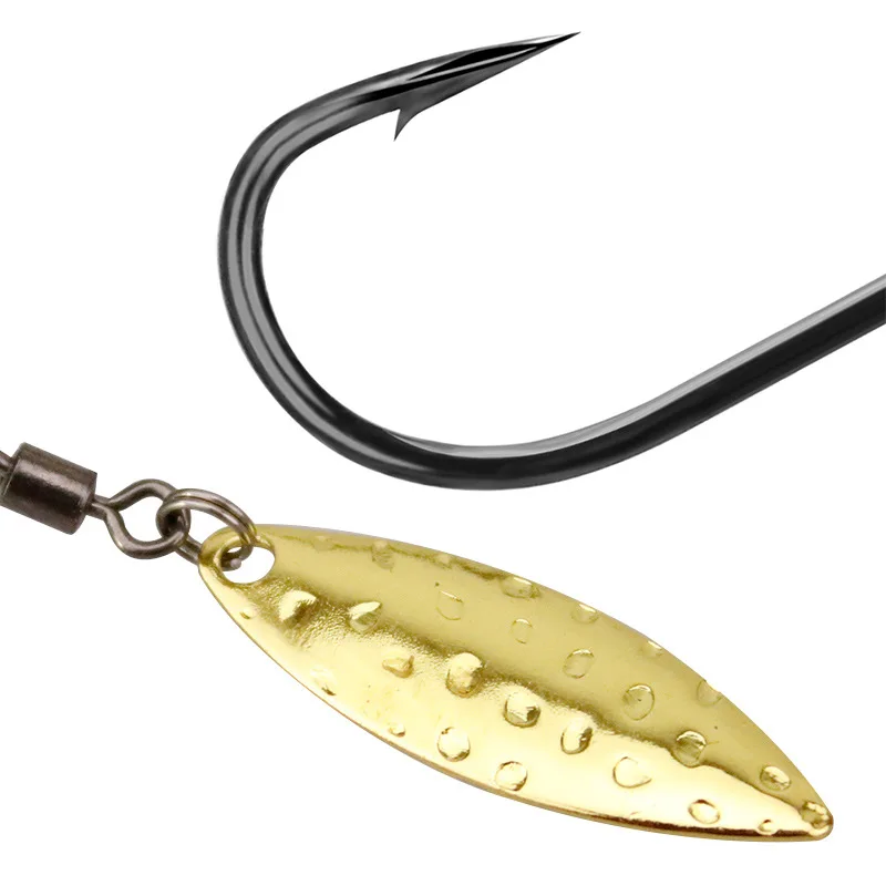 Anzuelo con cabeza de anzuelo en forma de pez, anzuelos audazes de agudos individuales, señuelo de picadura Teslon 7g 10g 17g con Spinner de rotación, 1 pieza en oferta - imagen 5