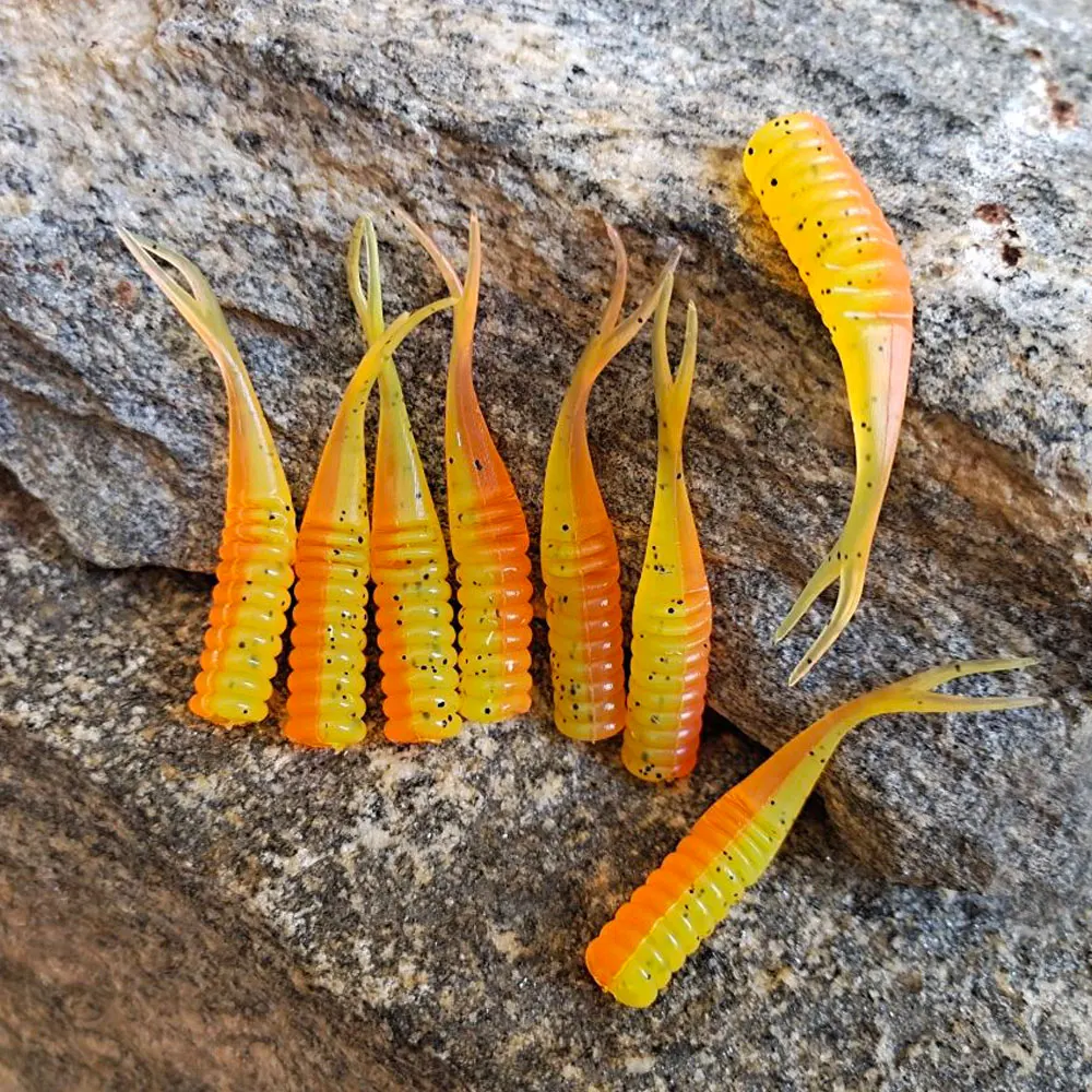 Señuelos blandos de pesca gusano de silicona 6 cm/1,7g señuelo de pesca Wobblers de goma Artificial cebos de doble Color - imagen 5