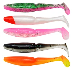 Señuelo blando de pesca, 12,5g/11,5 cm, PVC, doble Color, cola en T, gusano, señuelos artificiales, lote de 5 piezas en oferta