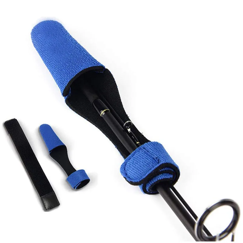 2 unids/set de pesca de punta de la varilla de la cubierta superior ampliable de pesca de punta de la varilla Protector + barra corbatas cinturón pesca accesorios - imagen 3