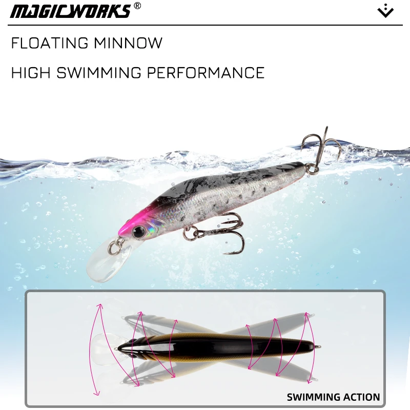 Señuelo de pesca de agua salada, pececillo flotante 90F de calidad caliente, cebo duro, lubina, señuelo Artificial, aparejos de pesca de plástico ABS - imagen 5