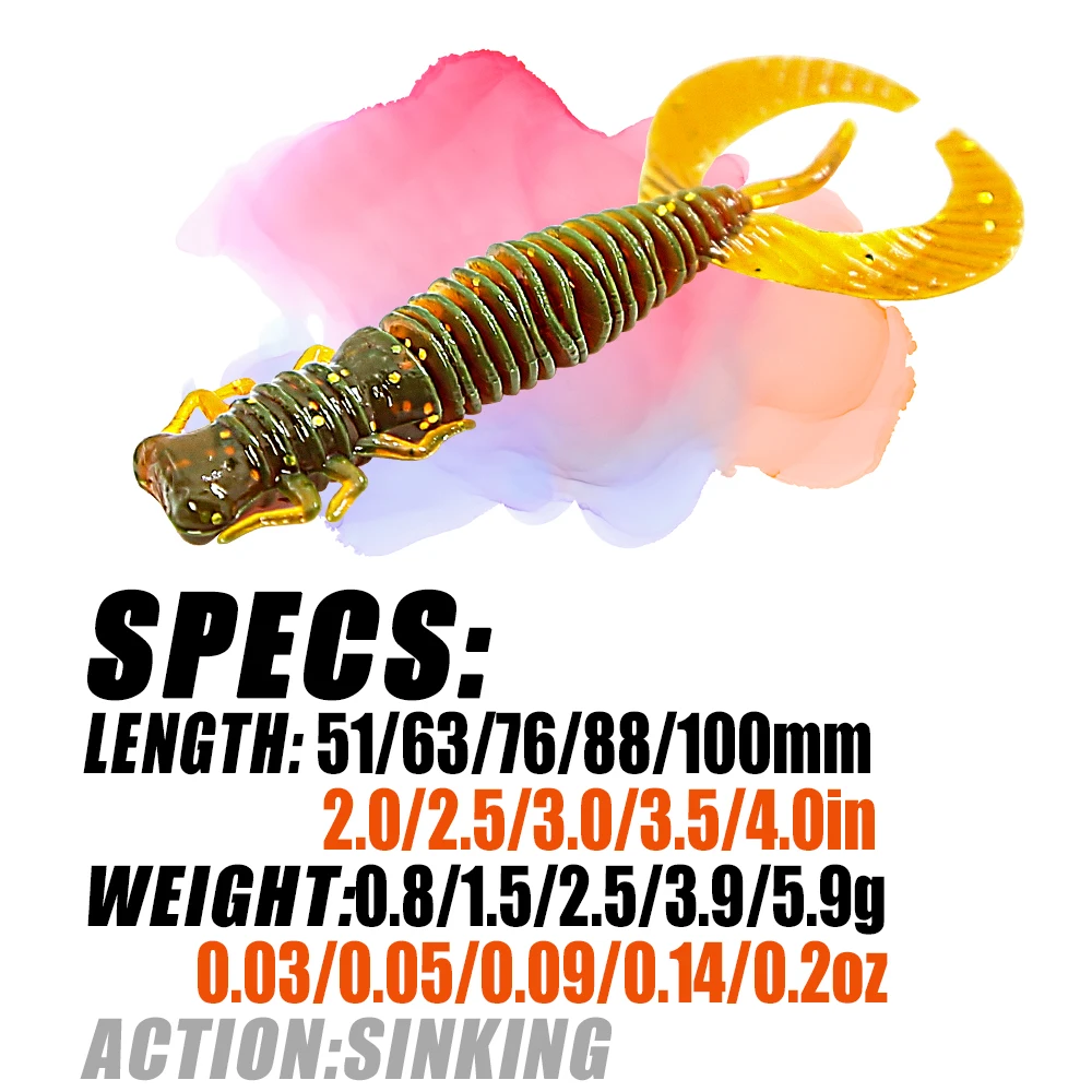 B & U Larva Señuelos de pesca blandos señuelos artificiales Wobblers de silicona para Lucio Swimbait Jigging cebos de plástico gusano - imagen 2