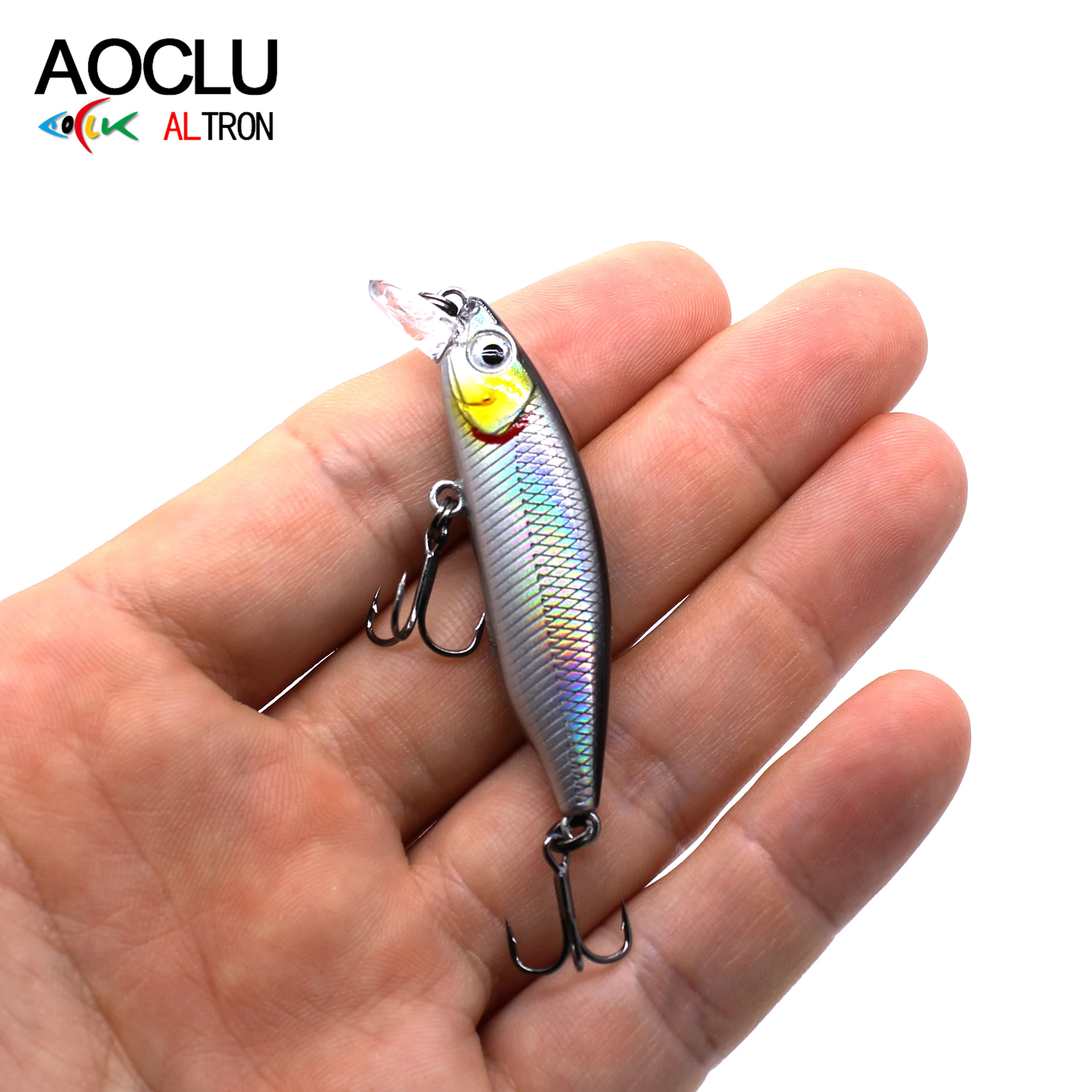 AOCLU-Señuelo de pesca de cebo duro Minnow pequeño, Wobbler hundido, agua salada dulce, anzuelo 14 #, 50mm, 3,5g - imagen 5