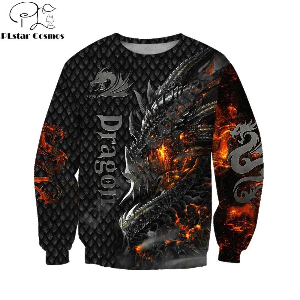 Sudadera con capucha estampado 3D dragón de fuego para hombre - imagen 3