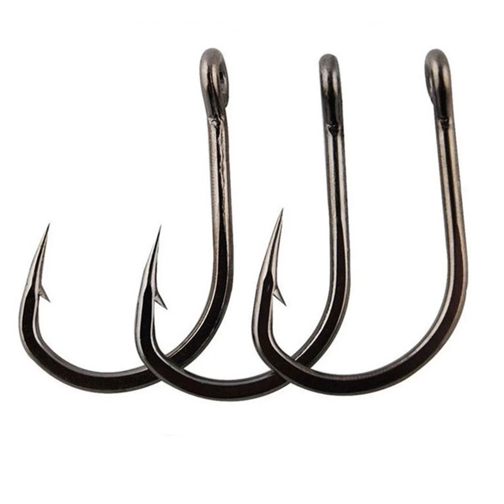 50% gran oferta 100 Uds conjunto de anzuelos de pesca de acero al carbono círculo único anzuelo de pesca Jip púas carpa ganchos mar abordar accesorio
