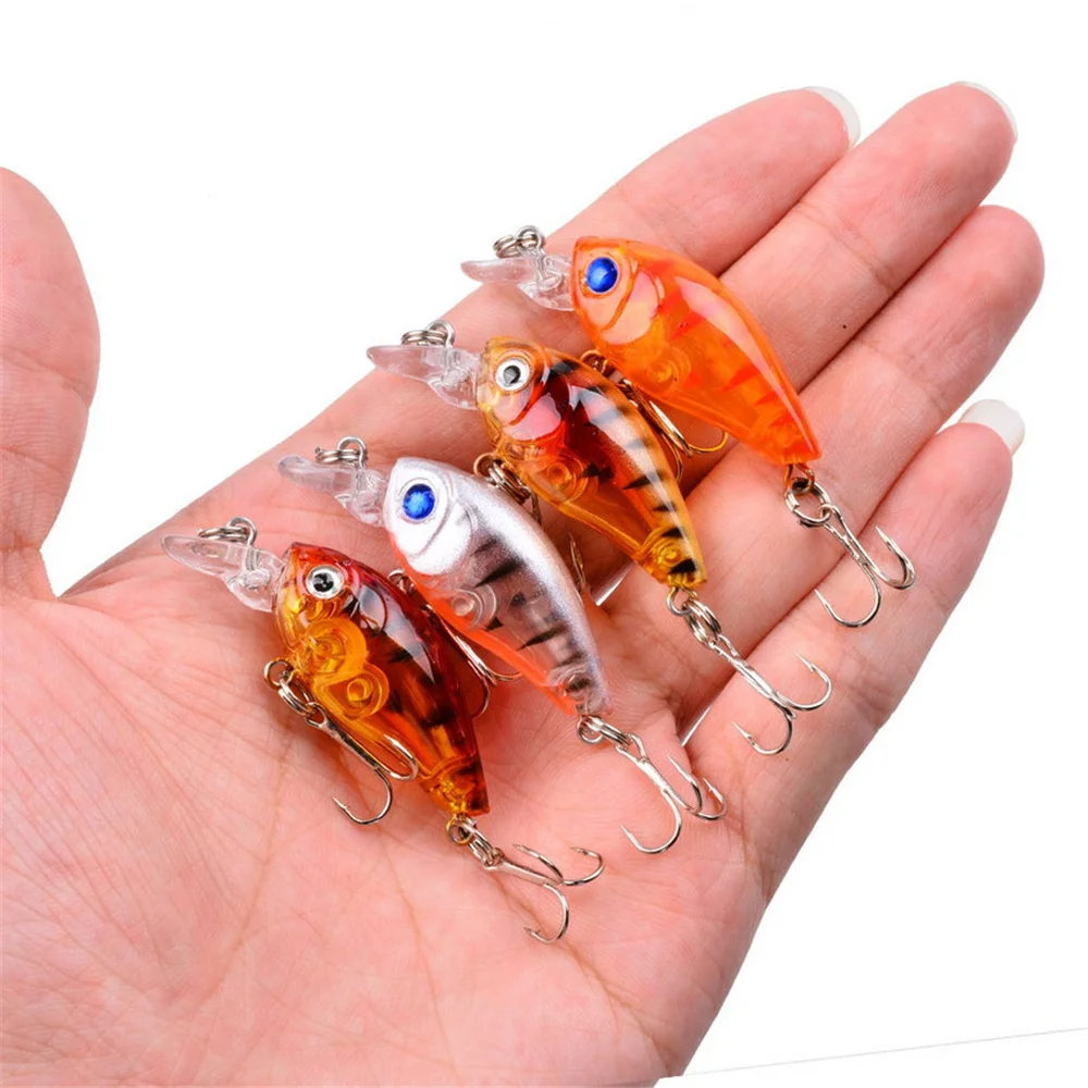 1 Uds 3,5g 4,5 cm agua superior Mini manivela biónica cebo duro Minnow Wobbler señuelo de pesca Swimbait con anzuelo triple para trucha carpa lubina - imagen 2