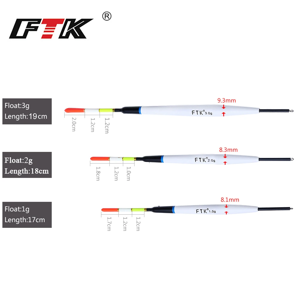 FTK-boya Vertical para pesca de carpa, 5 piezas, 1g, 2g, 3g, Barguzinsky, Fir Float, longitud 17cm-20,5 cm, accesorios de pesca - imagen 2