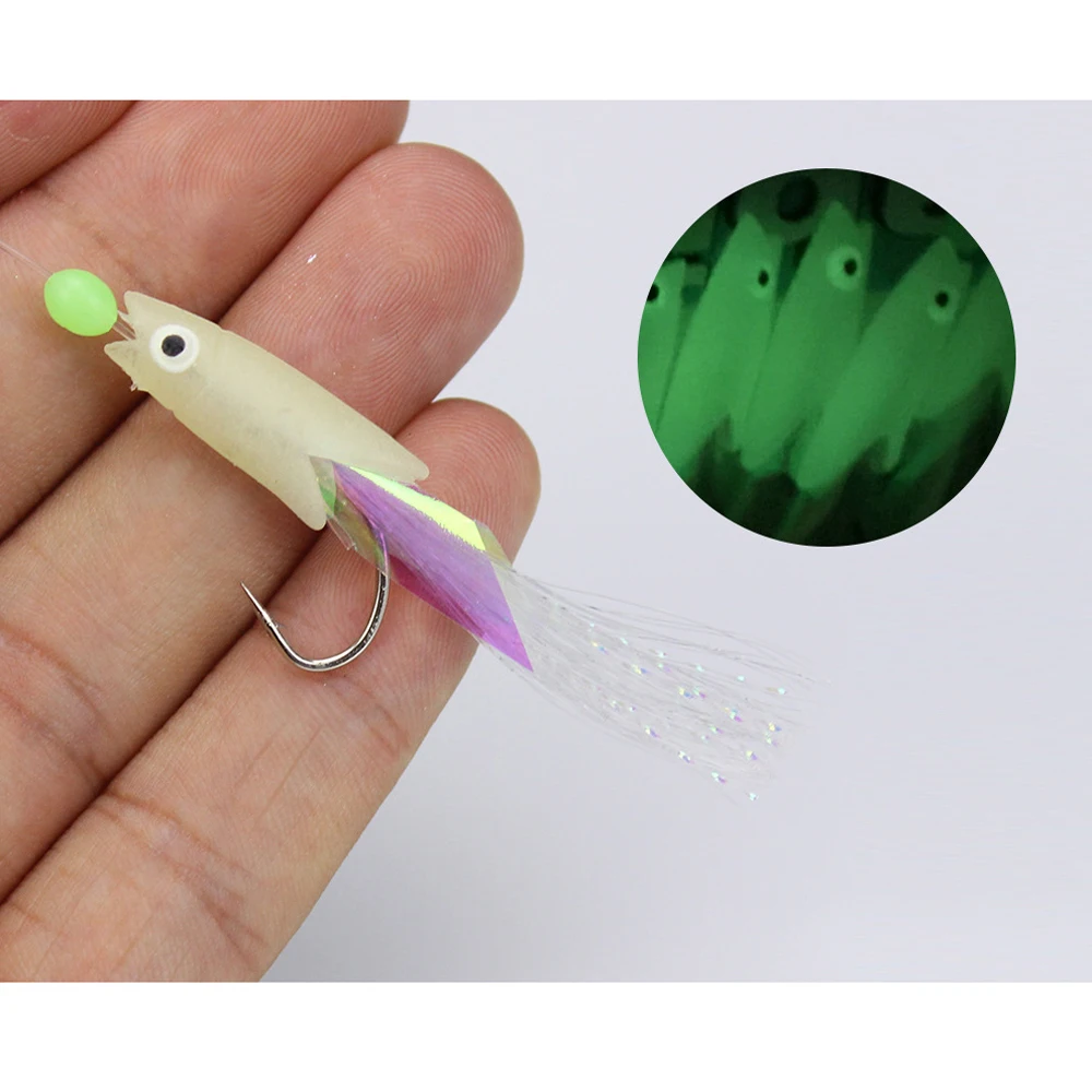 25pcs 5bags High Quality Carbon Steel Mackerel Feathers Bass Cod Lure Sea Fishing Luminous Fishing Hook Treble Bait Fishing Wire - imagen 4