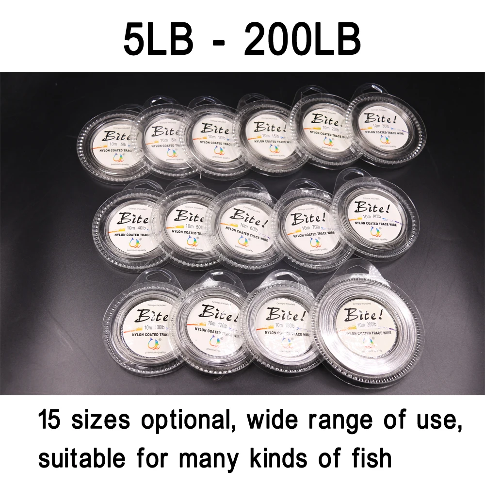 10M 7 hebras 5LB-200LB alambre de acero trenzado recubierto de nailon alambre de rastreo Señuelos de Jigging línea líder de pesca aparejos de pesca de agua salada - imagen 2