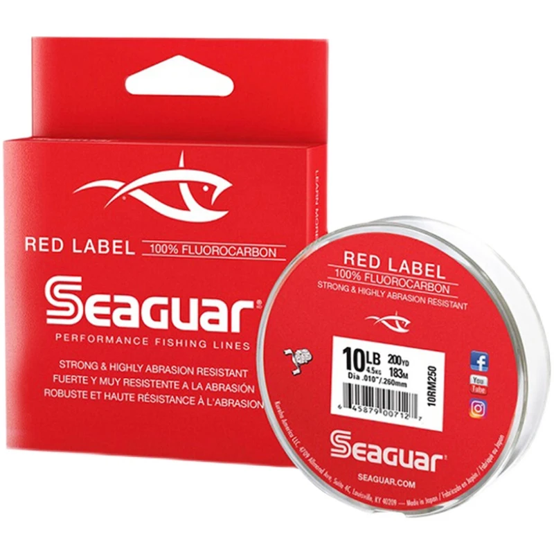 Seaguar-línea de pesca de fluorocarbono, etiqueta roja, 6LB, 8LB, 10LB, 12LB, prueba de fluorocarbono, fibra de carbono, carpa monofilamento, cable Leader - imagen 5