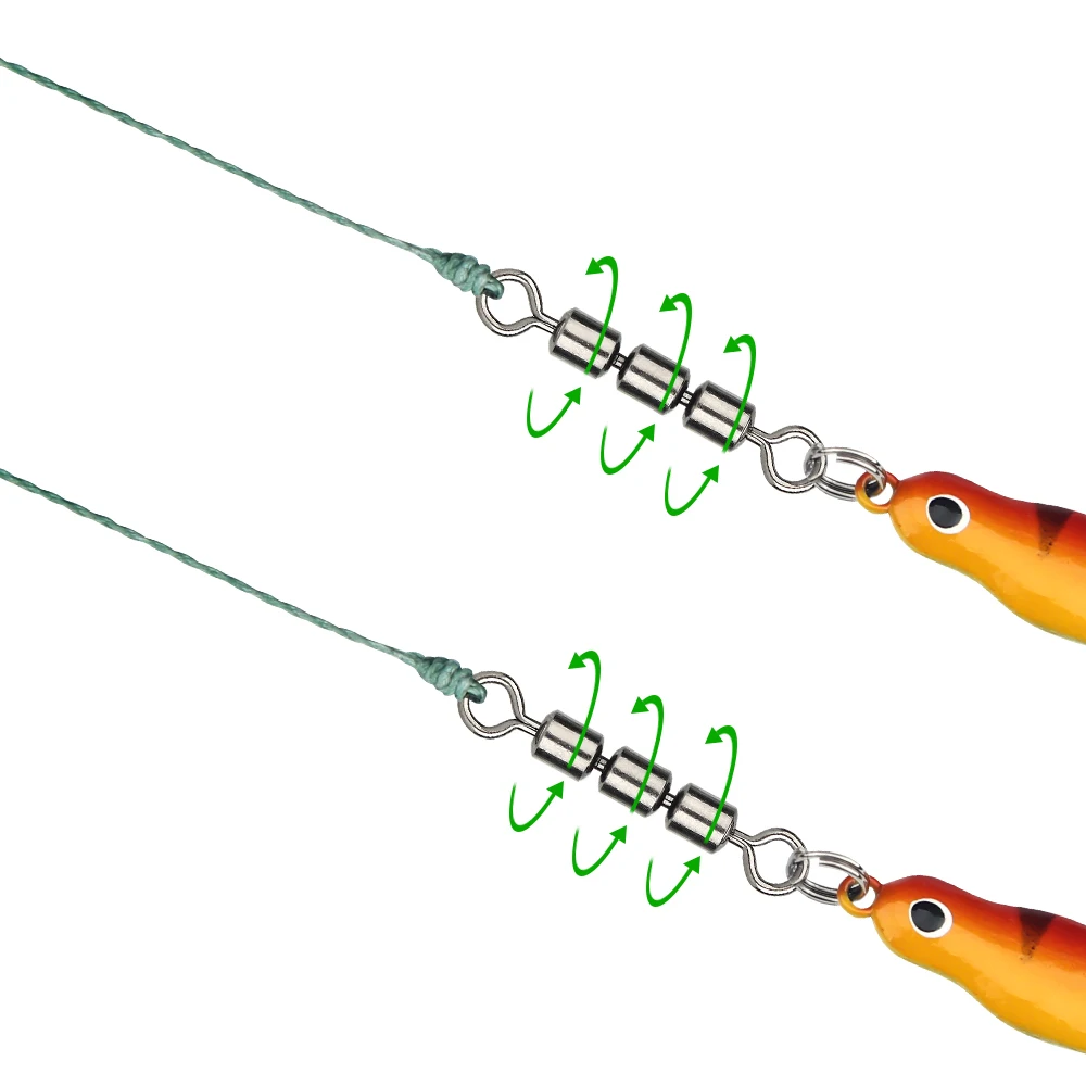 DNDYUJU-conector de barril giratorio Triple de pesca de alta resistencia, 10 piezas, accesorios de aparejos, anillo sólido giratorio anticolisión - imagen 3