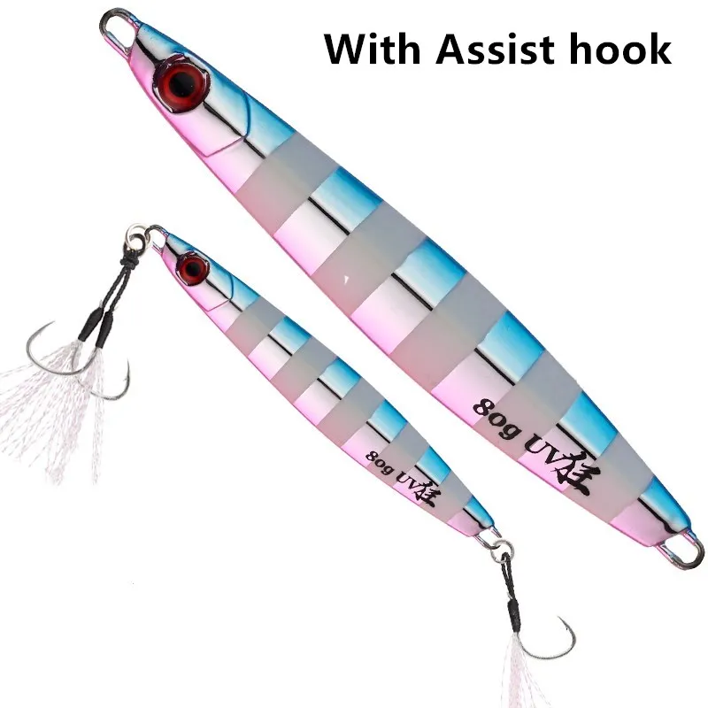 FUNADAIKO Metal cromado Jig Fish 60g 80g 100g Shore Casting plantilla luminosa señuelo de Pesca de mar cebo Artificial aparejos de Pesca - imagen 5