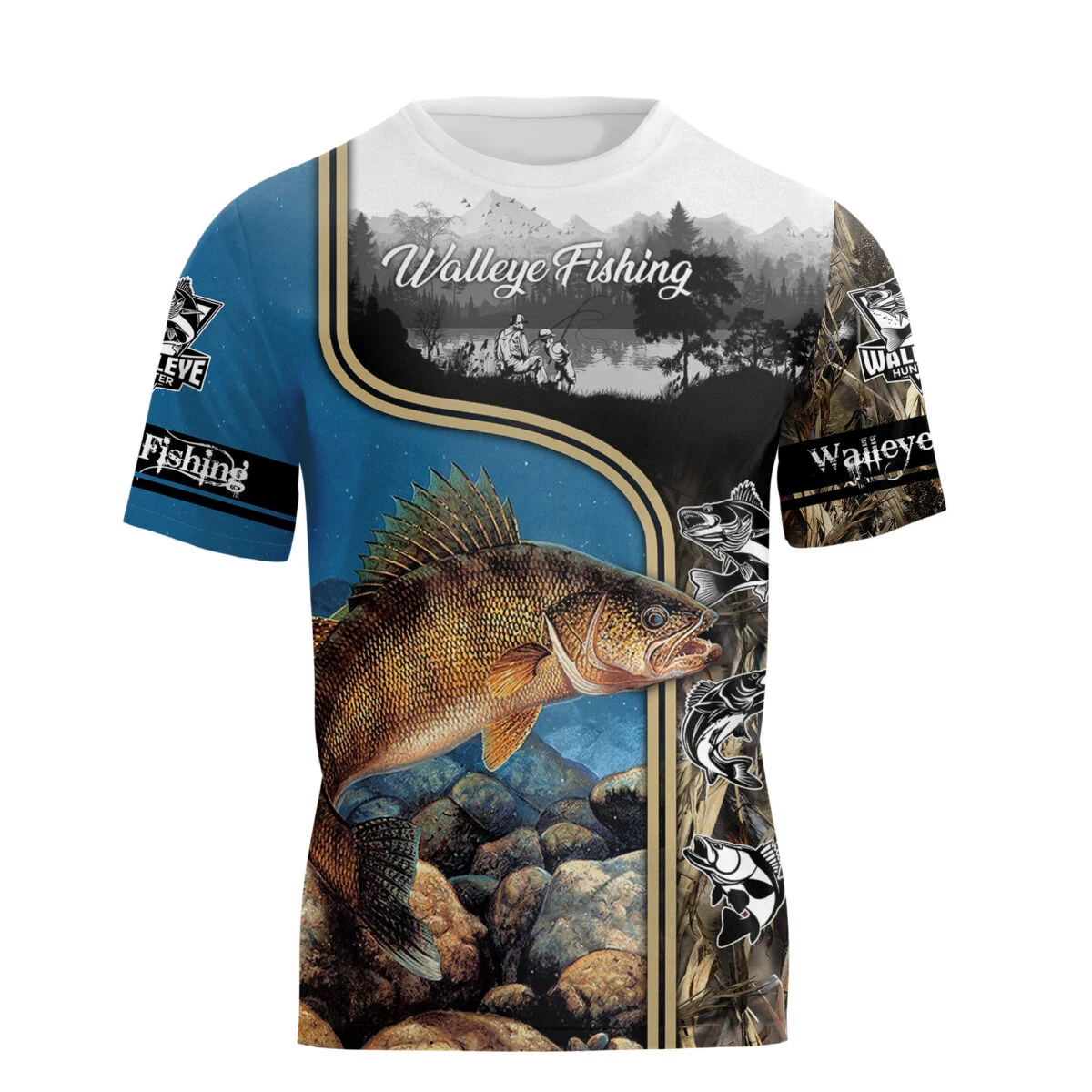 Camiseta pesca Walleye 3D impresa manga corta para hombre - imagen 4