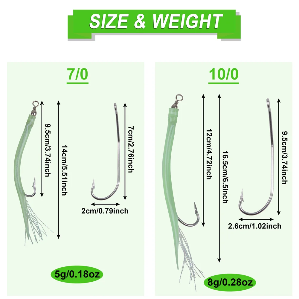 Anzuelos de pesca de anguila, señuelos de cebo de plantilla de Anguila, anzuelo de pulpo Offset de vástago largo con barril giratorio, señuelo de lubina, gusano, aparejos de cebo Artificial, 4 piezas - imagen 2