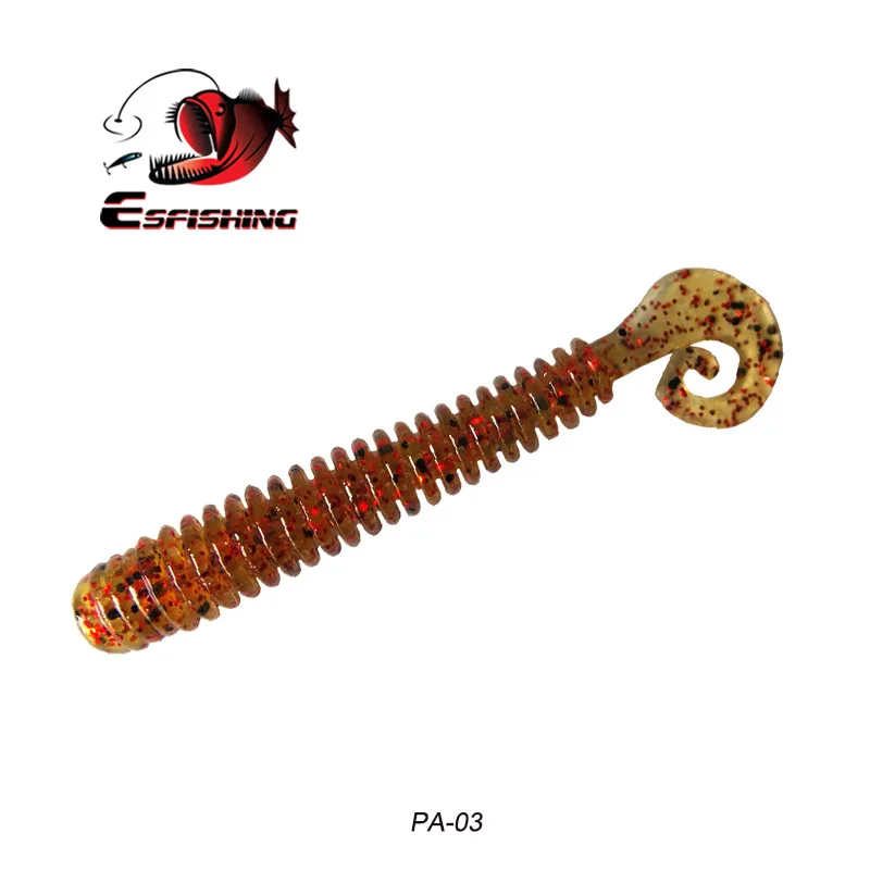 ESFISHING-Cebo de plástico blando, cebo activo de 60mm y 1,5g, Cola gruesa rizada, olor a pescado, tienda de señuelos artificiales - imagen 2