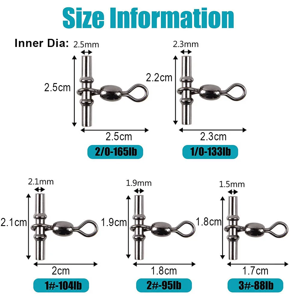 30 Uds. Línea cruzada de pesca, grúa giratoria de 3 vías para bagre, conector de sedal de pesca de carpa, aparejo de plantilla, aparejos de manga de prensado en forma de T - imagen 2