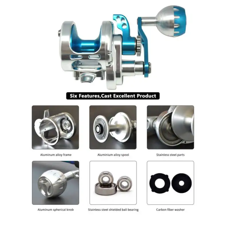 ORJD-carrete de pesca Jigging de paso lento, palanca de arrastre de Metal completa de 35kg, bote de pesca de mar para fondo, perilla de carrete de pesca 6,3 1000 - imagen 3