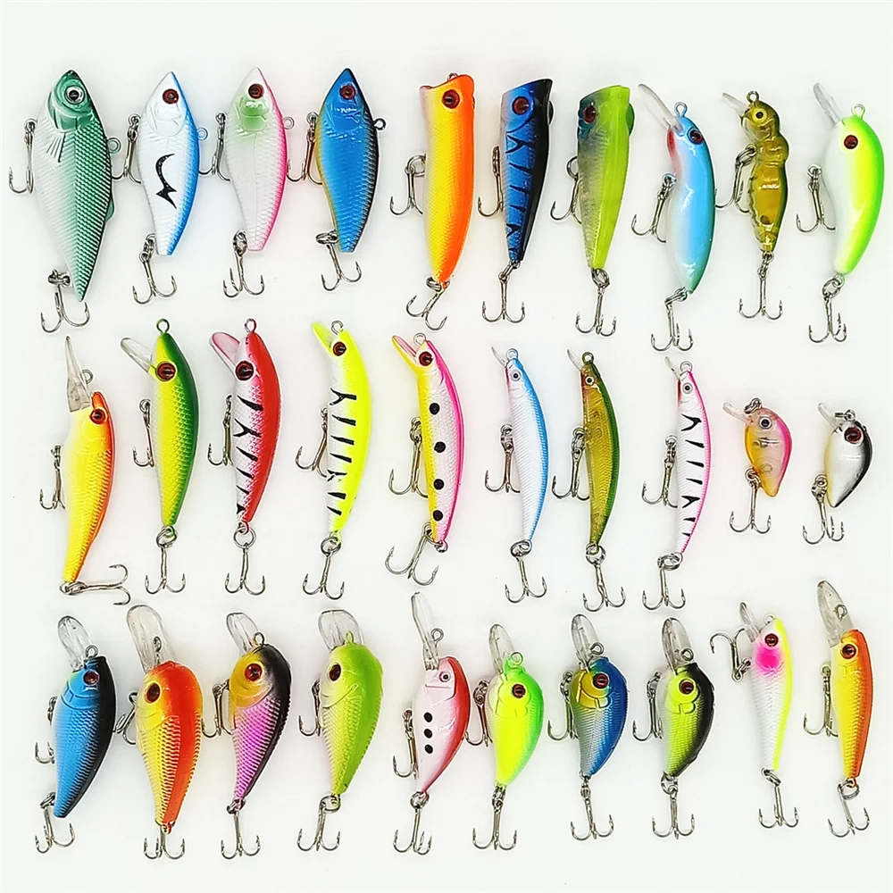 30 unids/set de Señuelos de Pesca, cebo duro de pesca, Mini pececillo, columpio flotante, Crankbait Crazy Wobblers, señuelos de manivela biónicos artificiales