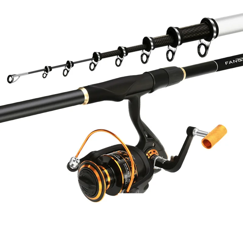 Caña de pescar telescópica de fibra de carbono, poste de Pesca giratorio portátil, barco de mar, Peche de Pesca de roca, secciones largas - imagen 2