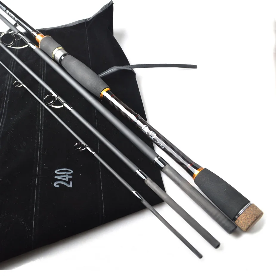 Caña de pescar giratoria de carbono, señuelo de acción rápida, 4 secciones m, ultraligero, aparejos de viaje, 2,1, 2,4, 2,7, 3,0 M, 10-25g - imagen 3