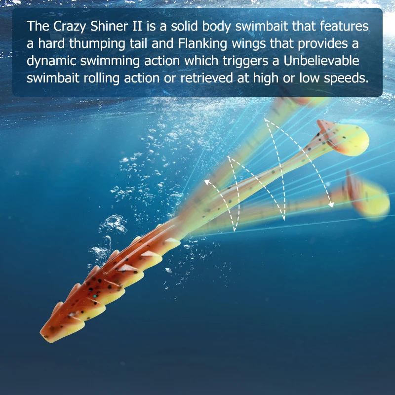 Señuelo de pesca Crazy Shiner II, 12 piezas, cebo suave de silicona para Sábalo, Wobblers de cola en T de 80mm, Swimbait, leurre souple Artificial - imagen 5