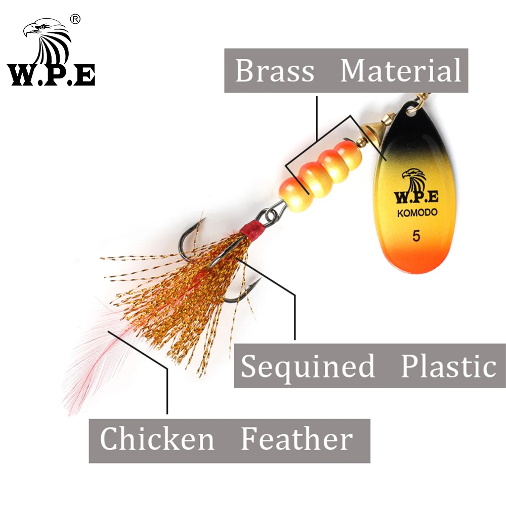 W.P.E-señuelo de cuchara de Metal, aparejos de pesca duros, Wobblers, CrankBaits, ganchos de plumas, pesca de carpa, 1 ud., 13,5g/22g, nuevo - imagen 3