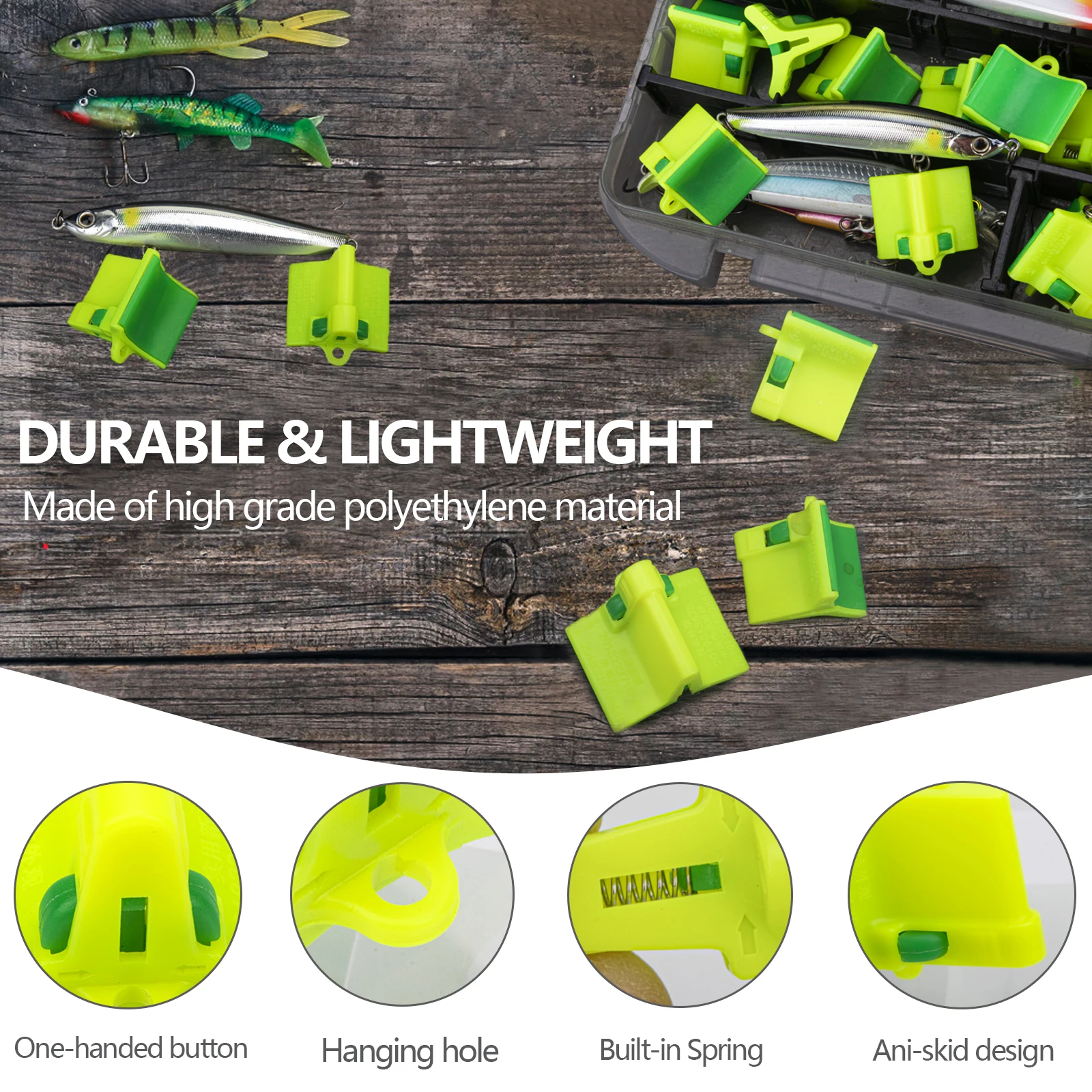 Protector automático de anzuelos de pesca, funda para anzuelos triples, fundas para anzuelos, accesorios de pesca verdes, 10 Uds. - imagen 4