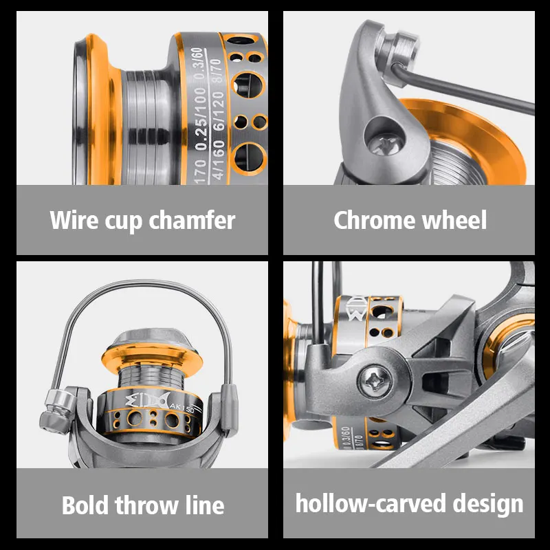 LINNHUE-Mini carrete de Pesca giratorio, arrastre máximo de 5-8kg, superligero, de agua salada, de alta calidad, para invierno, 500 - imagen 3