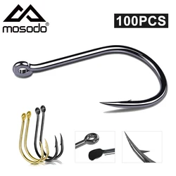 Anzuelos de pesca de acero al carbono, juego de anzuelos de púas torcidas, accesorios de aparejos, 3-12 #, 100 Uds.