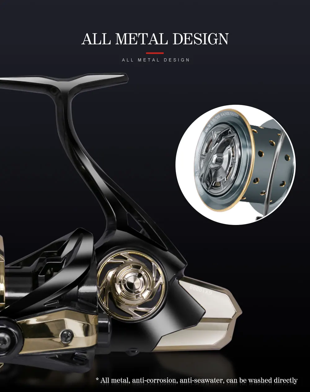 Experimente lo último en equipo de pesca con nuestro diseño de metal duradero y resistente a la corrosión