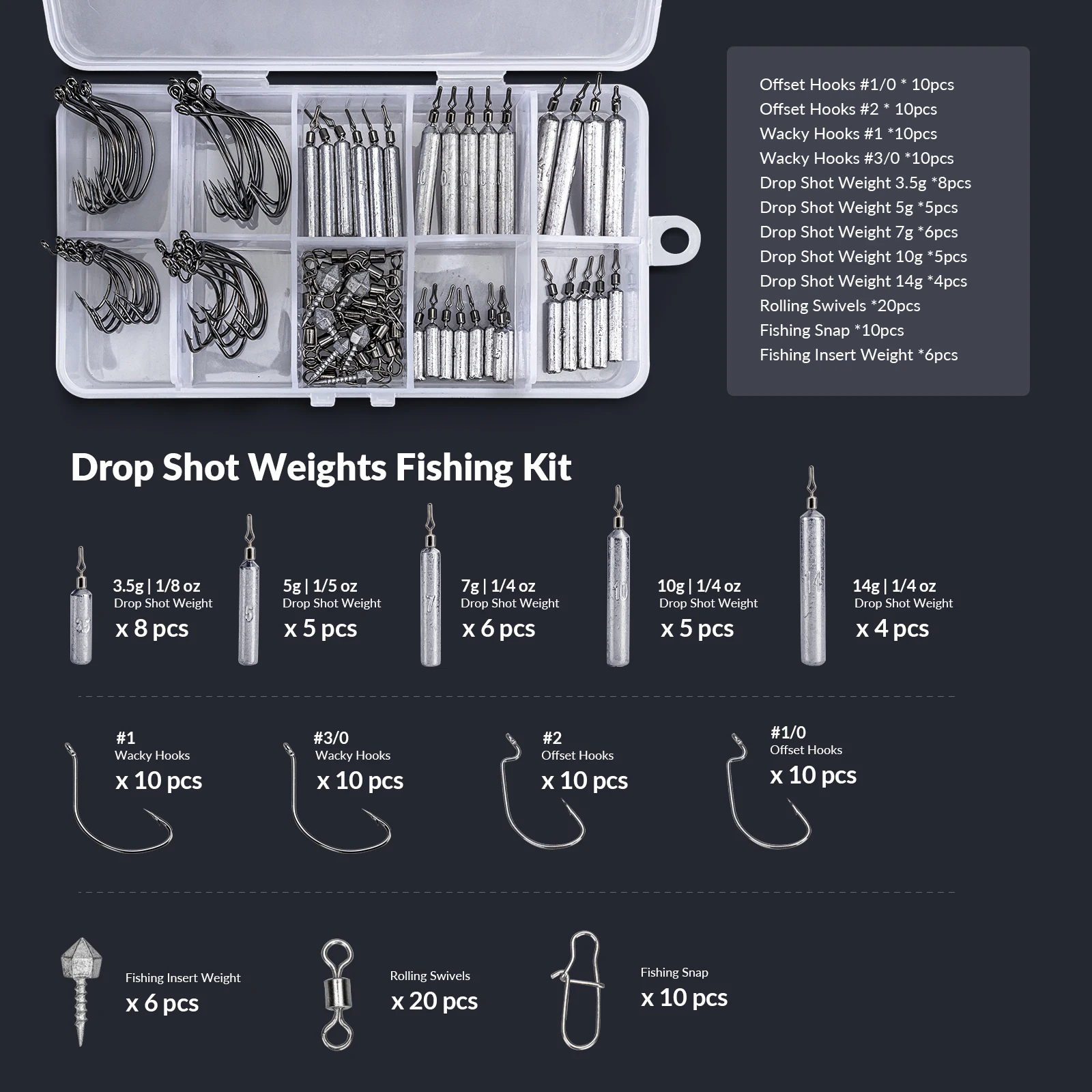 THKFISH 28/103 Uds Wacky Rig pesas ganchos giratorios broches Set pesca Drop Shot plomo plomos lubina aparejos de pesca Accesorios - imagen 2