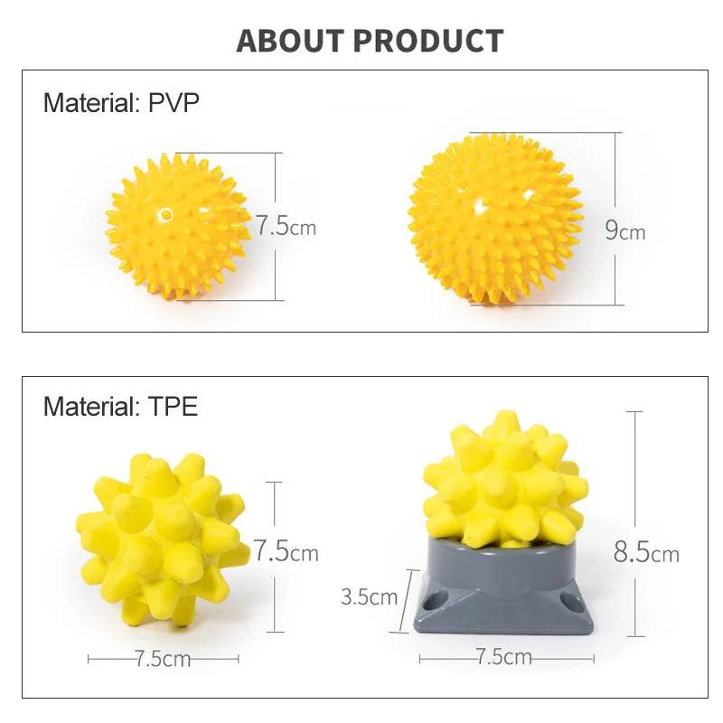 Mosodo-Bola de masaje con púas, masajeador con punto de gatillo, 9cm, alivio del estrés, bolas de pie, estiramiento, ejercicio, Yoga, equipo de Fitness - imagen 2