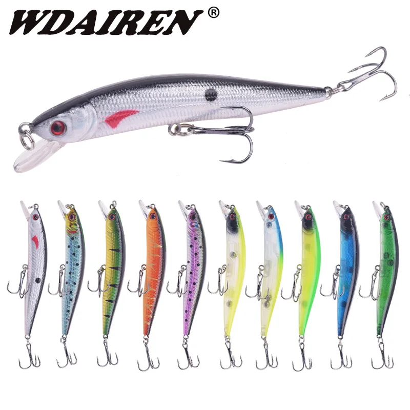 Señuelos de Pesca flotantes, 100mm, 8g, 3D, ojos Minnow, Wobblers, aparejos, cebo duro de plástico láser - imagen 2