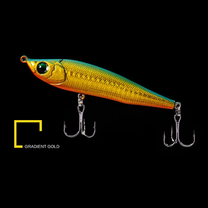 Señuelo de pesca de oro gradiente con dos ganchos