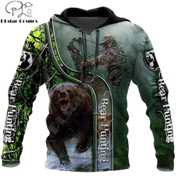 Oso caza arco Camo 3D completamente estampado hombres sudaderas con capucha sudadera Unisex ropa de calle jersey con cremallera chaqueta Casual chándales KJ0207