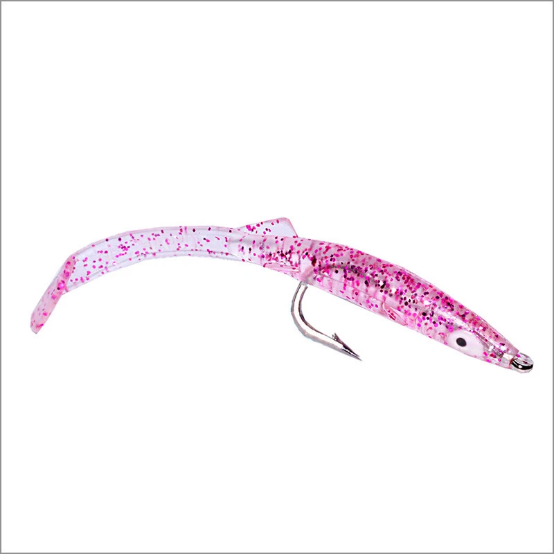 6 unids/lote señuelo de Pesca Anguila de pescado señuelo blanco azul cebos blandos con gancho 8 cm 2,3g pequeño Anguila de pescado cebo Artificial Pesca Leurre - imagen 3