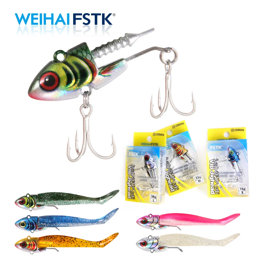 FSTK-señuelo suave con vibración, anzuelos con cabeza de anzuelo, cebo Artificial de 16g22g28g para perca, Lucio, pesca de lubina, cebo de silicona de mar para pesca - imagen 2