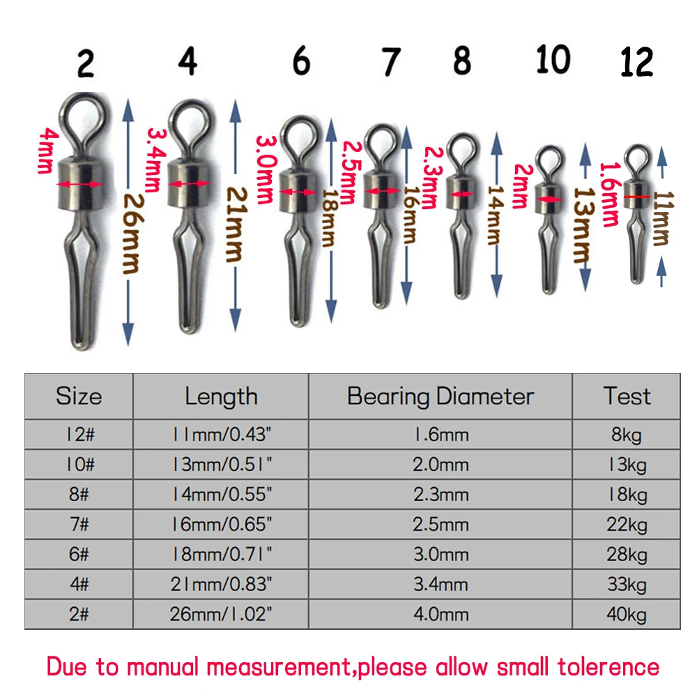 Elllv 100 Uds giratorio con Clip de línea lateral sedal y conector de gancho giratorio accesorios de pesca de agua salada tamaño 2 4 6 7 8 10 - imagen 4