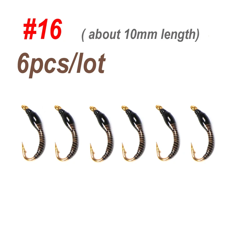 Wifreo-zumbador de mosca de ninfa de pavo real, Color Natural, tamaño 16, pesca con mosca, trucha, 6 unidades - imagen 4