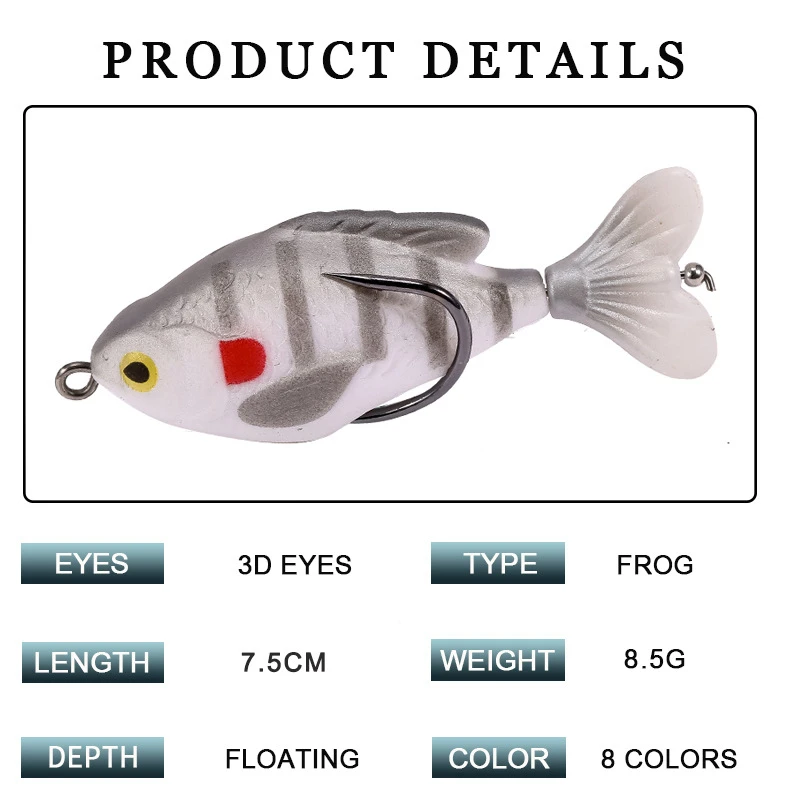 Señuelo de pesca giratorio con manivela, cebos blandos de superficie, cebo duro Artificial realista, aparejos de pesca de Lucio, 7,5 cm, 8,5g - imagen 4