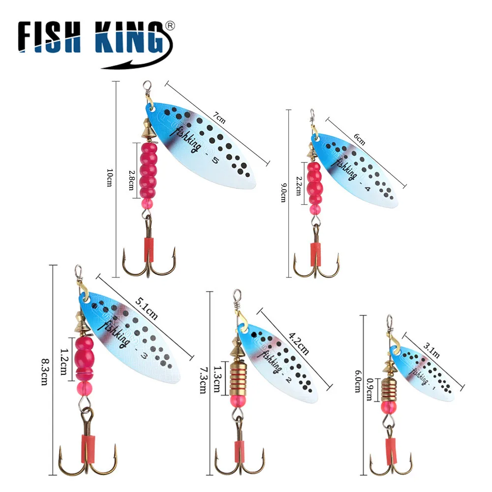FISH KING 2 Color 0 # -5 # Señuelos de lubina con cuchara dura, cebo giratorio con anzuelos triples de acero con alto contenido de carbono para pesca de Lucio - imagen 2