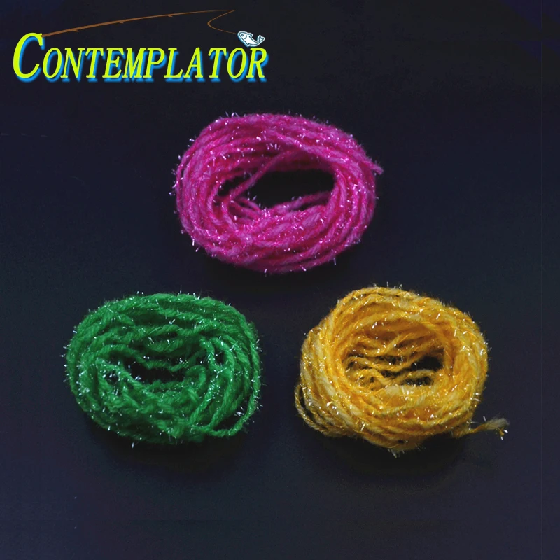 Cintas holográficas de atado de moscas, cintas de hilo de cristal para agua salada, diámetro de 2mm, hilo de chenilla brillante para pesca de trucha, 12 yardas, 10 colores