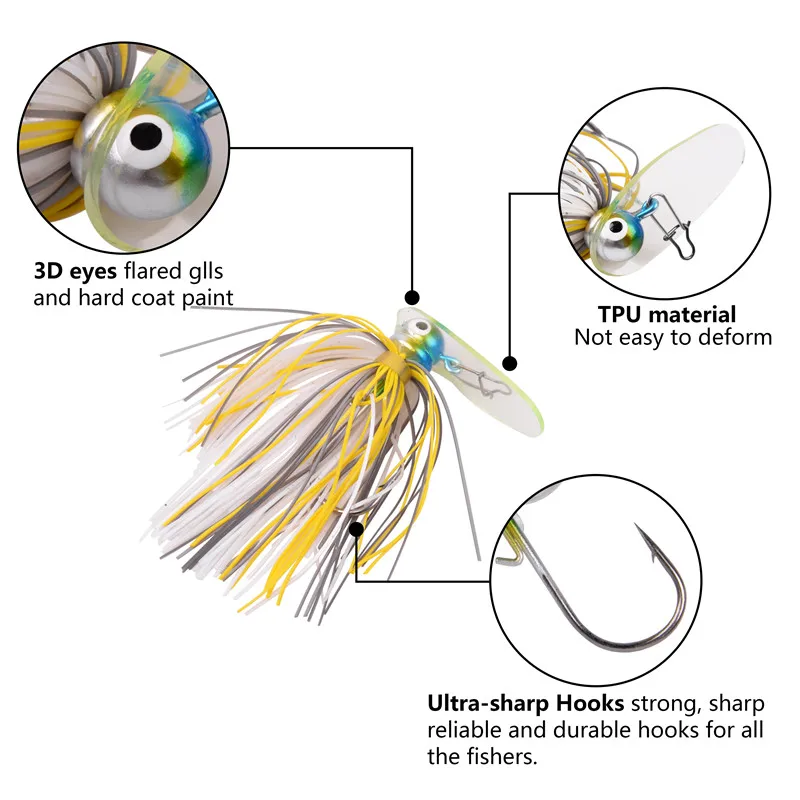 Anzuelos de pesca de TPU, cebo de fundición, protector de malezas con faldas de silicona para lubina, Lucio, 6 uds. 12 Uds. 14,3g-18g
