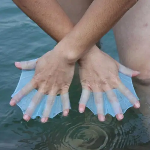 Guantes de banda para dedos de natación, fajas de silicona tipo RANA, aletas de mano para nadar, manoplas de banda para dedos, paleta para deportes acuáticos