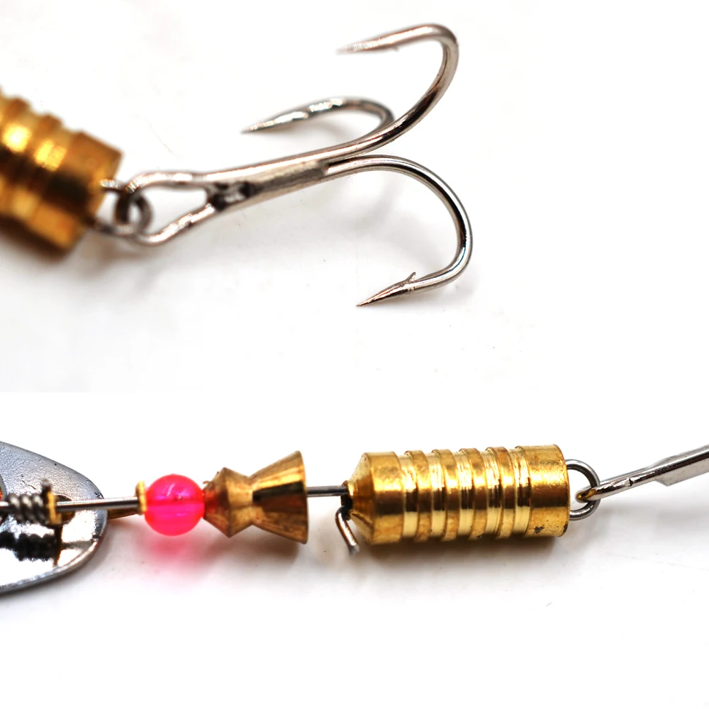 MNFT-Señuelos de Pesca giratorios Wobblers, cebos de manivela, cebo de cuchara de Metal, 3,5g, 5,5g, anzuelos brillantes, con lentejuelas señuelo de Pesca de Mar, 10 Uds. - imagen 4